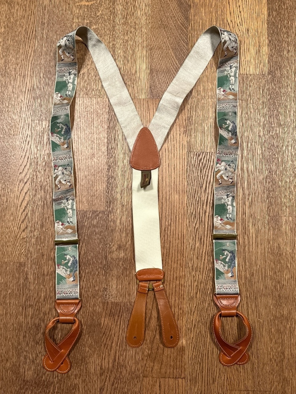 Trafalgar Silk Leather Baseball Sports Suspenders One Size